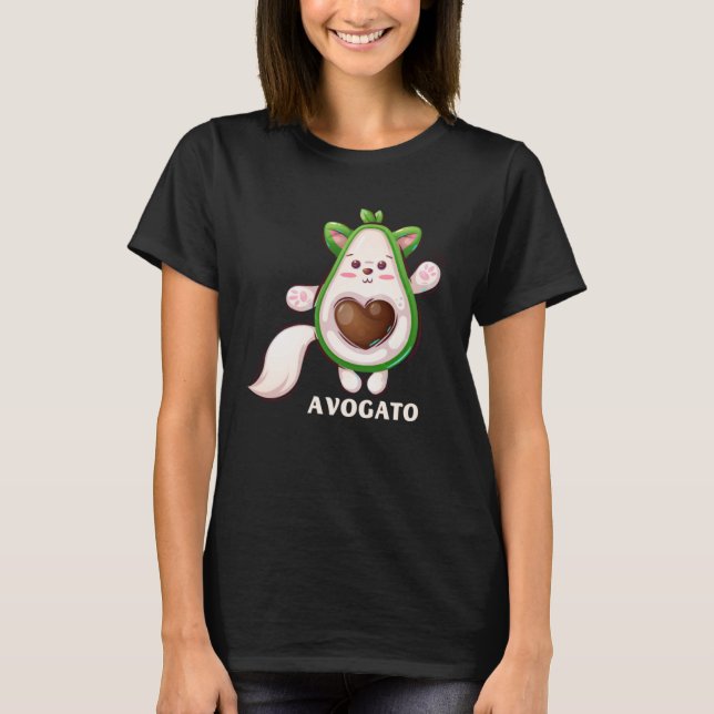 Cute Cat Avocado  Cat Lady Avogato Men Women T-Shirt (Front)