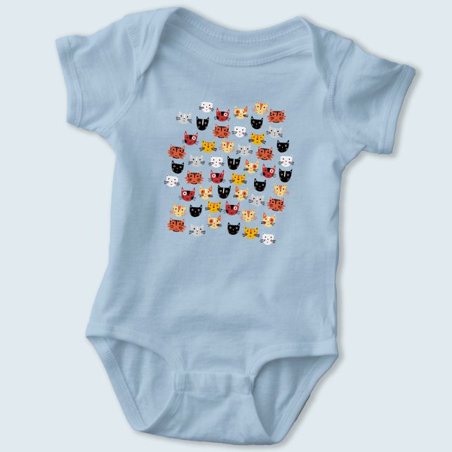 Cute Cat Baby Bodysuit (Fun cat faces baby bodysuit)