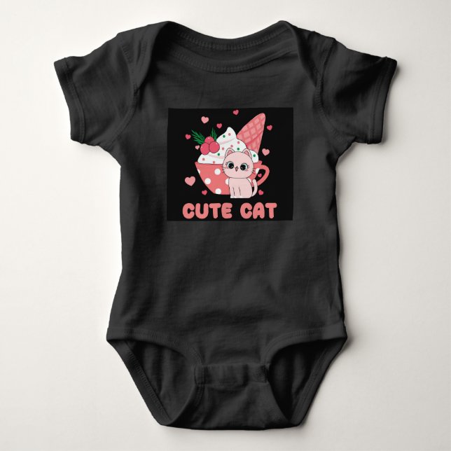 Cute Cat Baby Bodysuit (Front)
