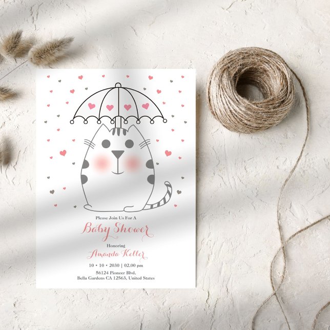 Cute Cat Baby Shower Invitation (Creator Uploaded)