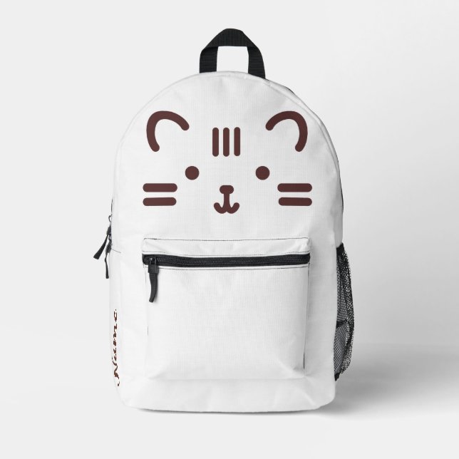 Cute Cat Backpack – Personalised with Your Name |  (Front)