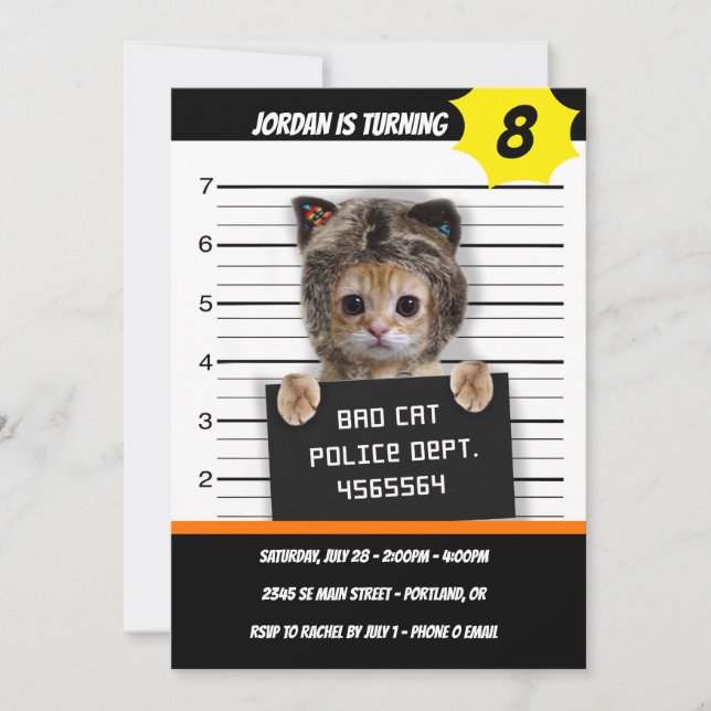 Cute cat bad boy invitation (Front)
