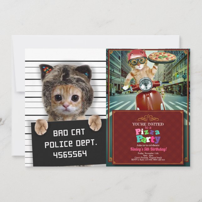 Cute cat bad boy invitation (Front)