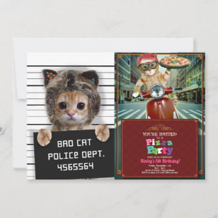 Cute cat bad boy invitation