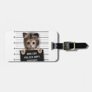 Cute cat bad boy luggage tag