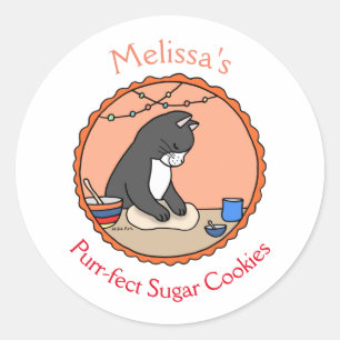 Cute Cat Baking Custom Cookie Muffins Baked goods  Classic Round Sticker
