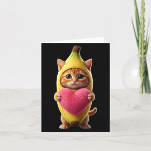 Cute Cat Banana Heart Hilarious Sarcastic Brainrot Card