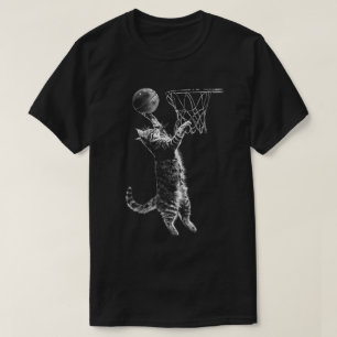 Cute Cat Basketball Dunk Player Animal Sports Fan T-Shirt