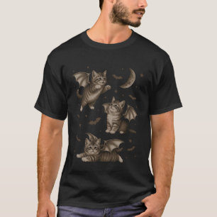 Cute Cat Bat Wing 90s Vintage Halloween Fairycore T-Shirt