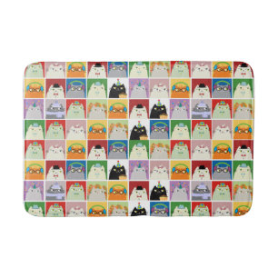 Cute Cat Bath Mat Kawaii Collage Funny