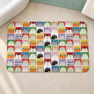 Cute Cat Bath Mat Kawaii Collage Funny