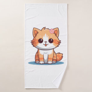 Cute Cat Bath Towel – Floral Kitten Kids