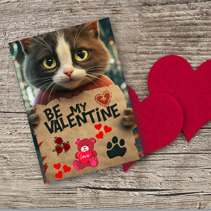 Cute Cat Be My Valentine Card