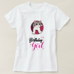 Cute Cat Birthday Girl Graphic T-Shirt