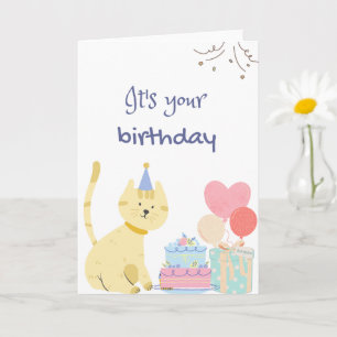Cute Cat Birthday Greeting It's Your Birthday Card