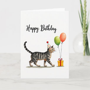 Cute Cat Birthday Hat Card