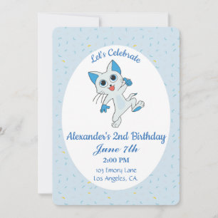 Cute Cat Birthday Invitation