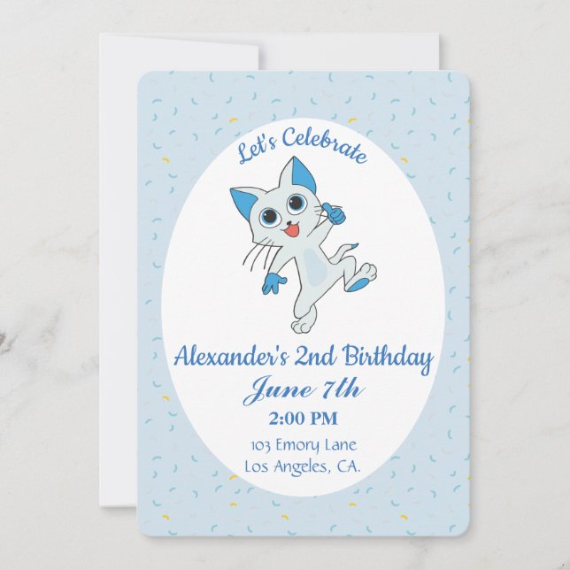 Cute Cat Birthday Invitation (Front)