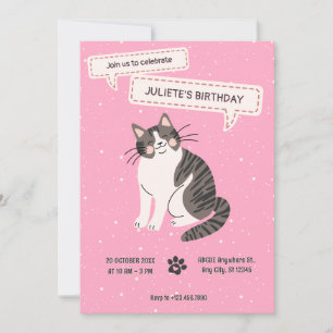 Cute cat birthday invitation