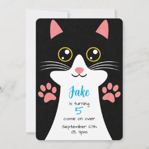 Cute Cat Birthday invitation. Editable text. Invitation