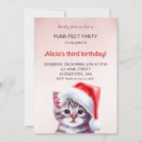 Cute cat  birthday invitation. invitation