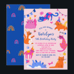 Cute Cat Birthday Party Invitation<br><div class="desc">Invite your friends to a "meow-some" party with these adorable pink and blue cat invitations featuring really cute cats and kittens in shades of pink,  orange,  and blue.</div>