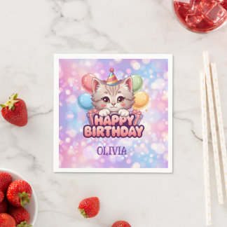 Cute Cat Birthday Party Supplies  Napkin