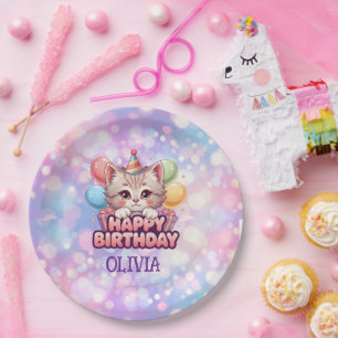 Cute Cat Birthday Party Supplies Paper Plate