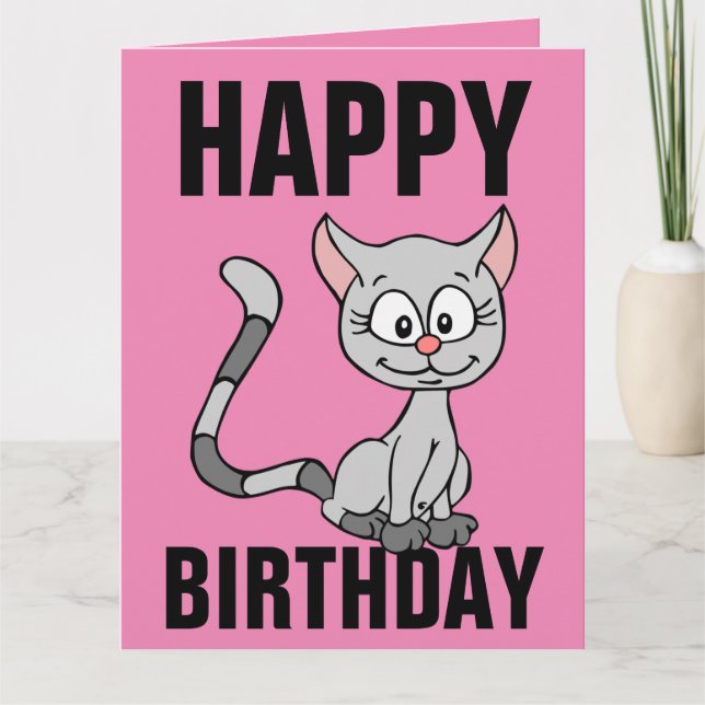 CUTE CAT BIRTHDAY pink CARD (Front)