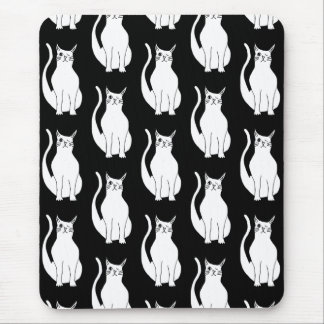 Cute Cat Black White Pattern Cartoon Mouse Mat