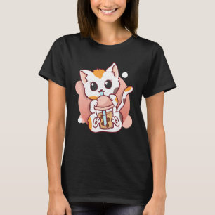 Cute Cat Boba Tea Bubble Tea Women Girls T-Shirt