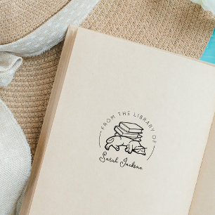 Cute Cat Book From the Library Of  Rubber Stamp