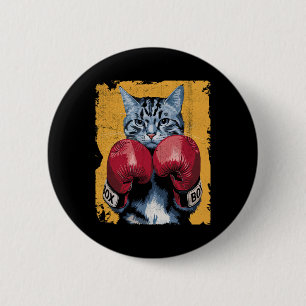 Cute Cat Boxing Boxer Gloves Sports Men Women Kids 6 Cm Round Badge