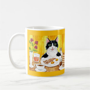 Cute cat breakfast coffee mug