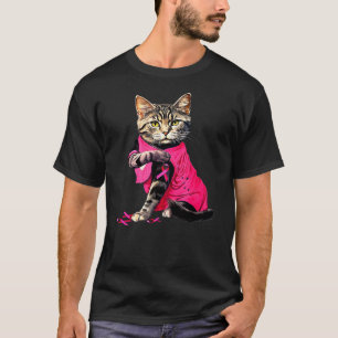 Cute Cat Breast Cancer Awareness Funny Cat Tattoo T-Shirt