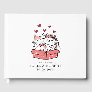 Cute Cat Bride And Groom Wedding Guest Book