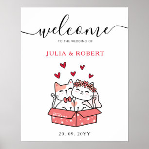 Cute Cat Bride And Groom Wedding Poster