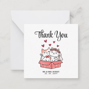 Cute Cat Bride And Groom Wedding Thank you  Card