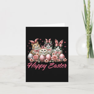 Cute Cat Bunny Happy Easter Cat Lover Kitty Rabbit Card