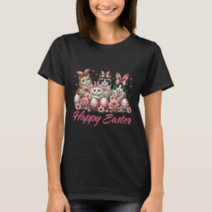 Cute Cat Bunny Happy Easter Cat Lover Kitty Rabbit T-Shirt