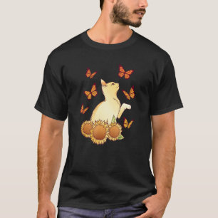 Cute Cat Butterfly Sunflower You Are My Sunshine T-Shirt