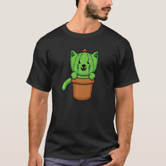 Cute Cat Cactus Plant Cat Gardening T-Shirt