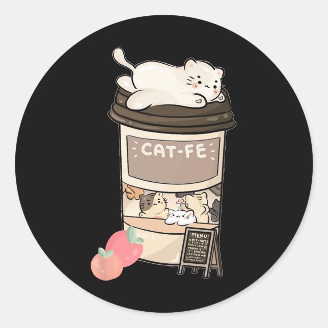 Cute Cat Cafe  Classic Round Sticker (Front)