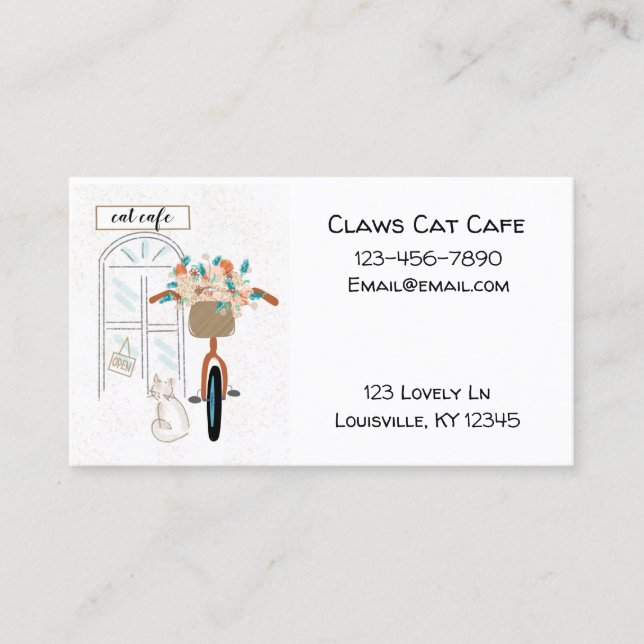 Cute Cat Cafe Coffee Shop Business Card (Front)