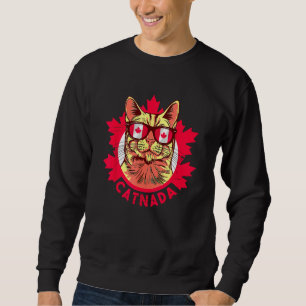 Cute Cat Canada Flag Canadian Cat Sunglasses Men Sweatshirt
