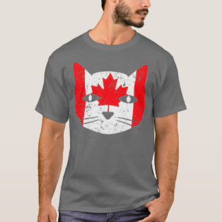 Cute Cat Canada Flag Cat Lover T-Shirt