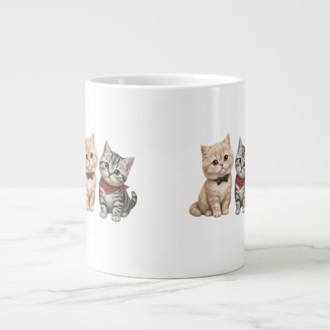 Cute Cat Candle for Cat Lovers Large Coffee Mug (Front)
