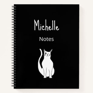 Cute Cat Cartoon Black White Winking Kitty  Notebook