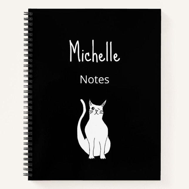 Cute Cat Cartoon Black White Winking Kitty  Notebook (Front)