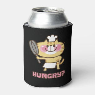 Cute Cat Cartoon Chef Pink Funny Kids Party Can Cooler